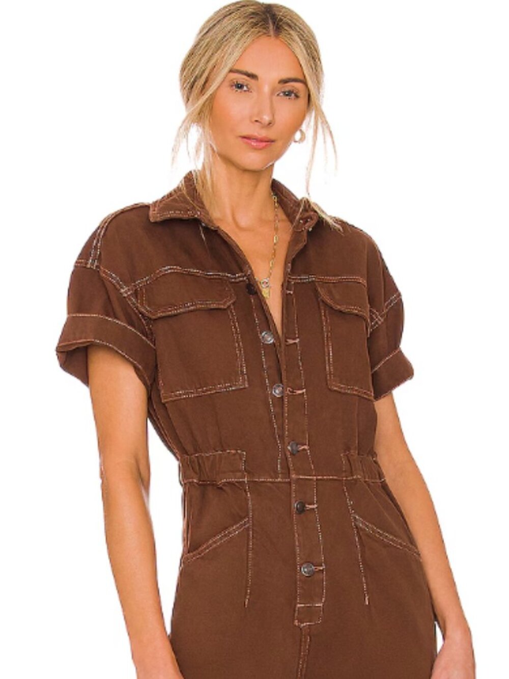 Free People Marci Jumpsuit, Brown, XS